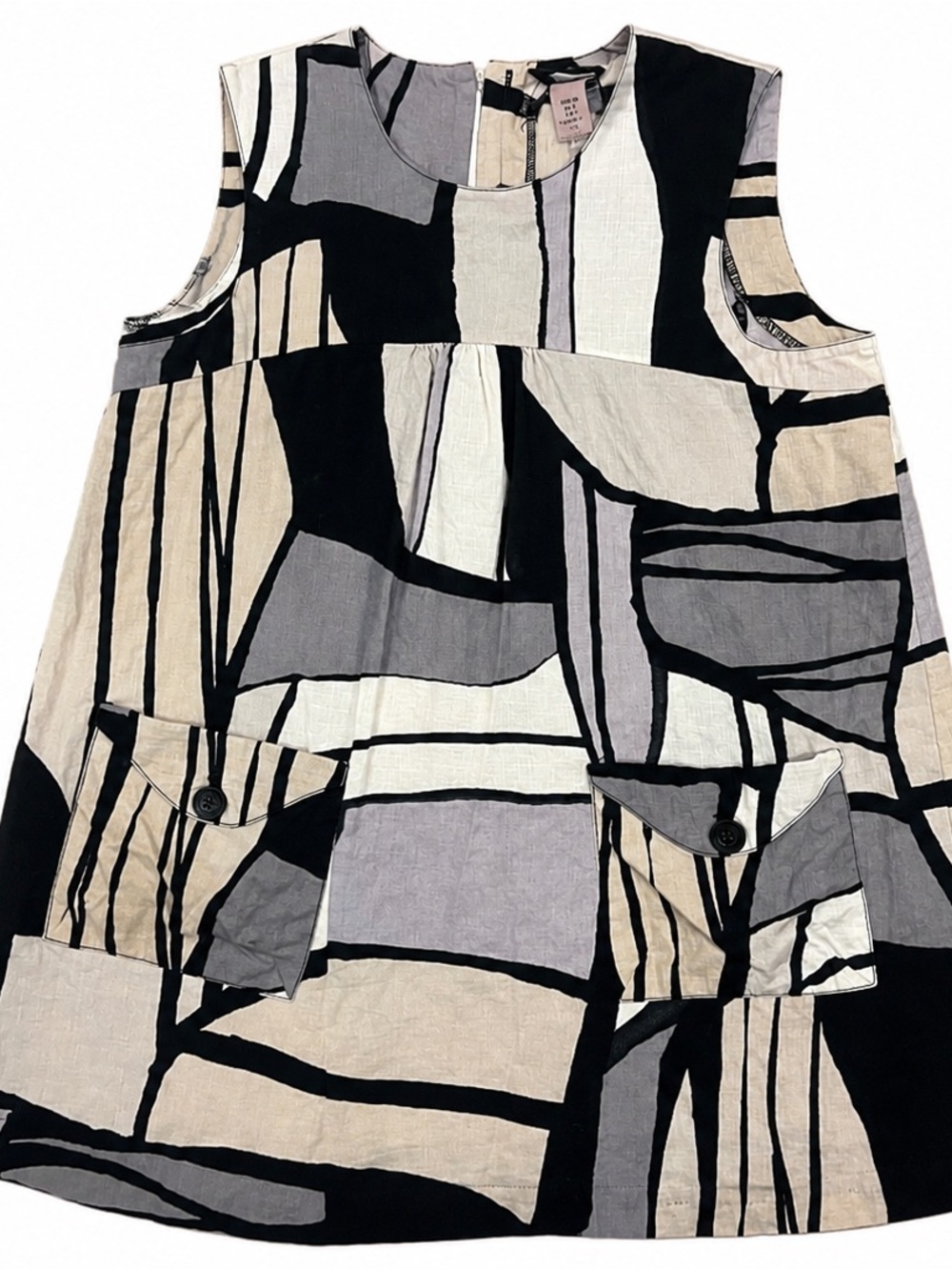 H&M Abstract Geometric Tunic Top Pockets Artsy Minimalist Size 4